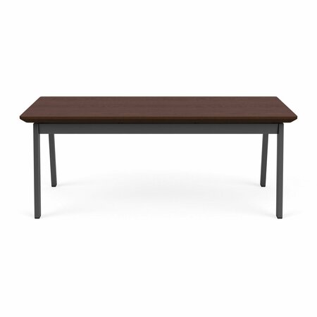 LESRO Newport Coffee Table Metal Frame 20x40in High Pressure Laminate Top, Charcoal, Cocoa Walnut top NP0840